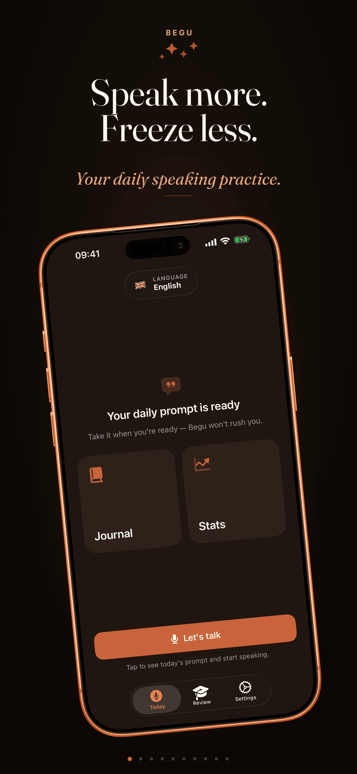 Begu home — your daily speaking practice