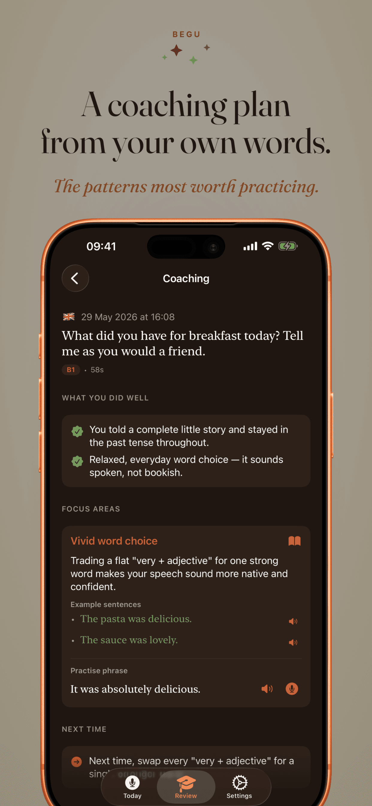 A coaching plan built from your own words