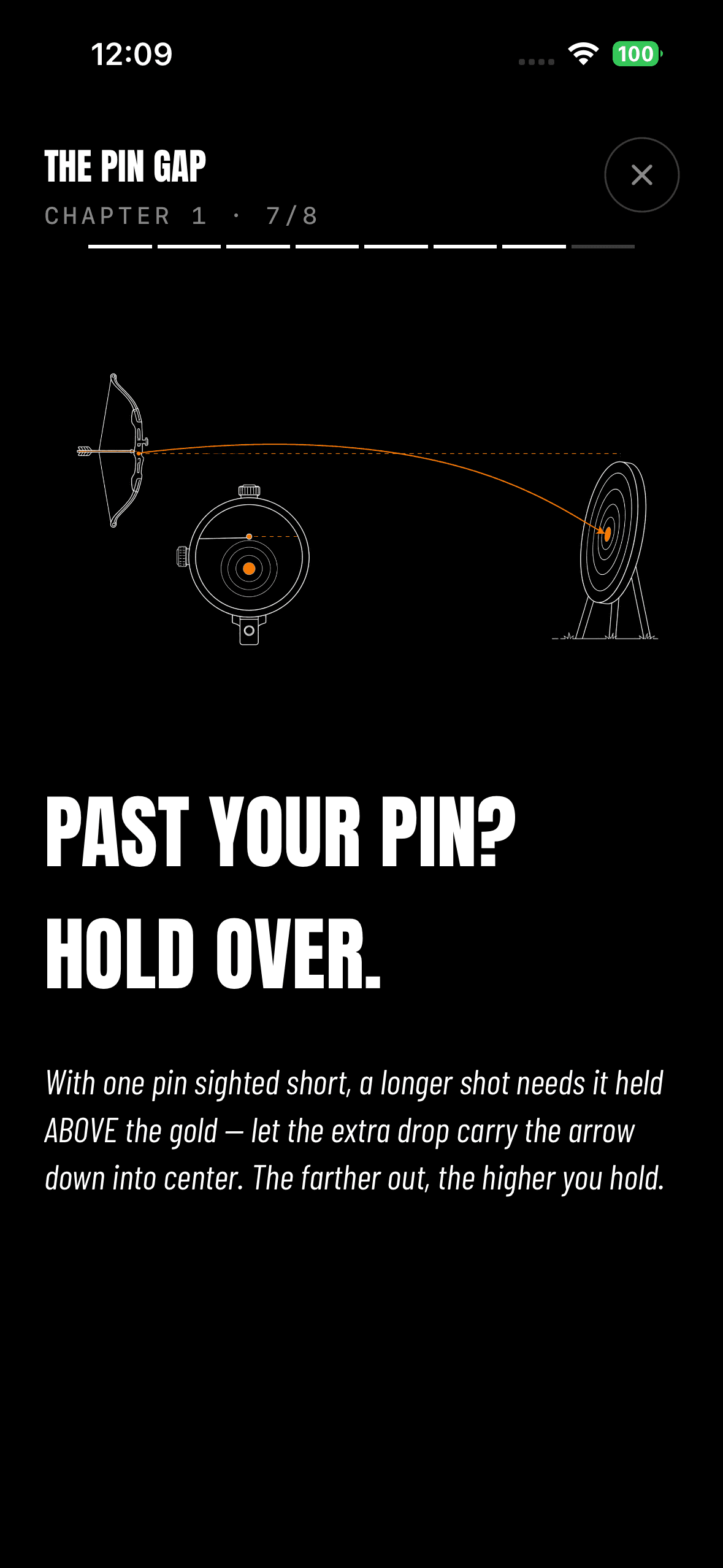 An illustrated lesson — hold over the gold for the longer shot