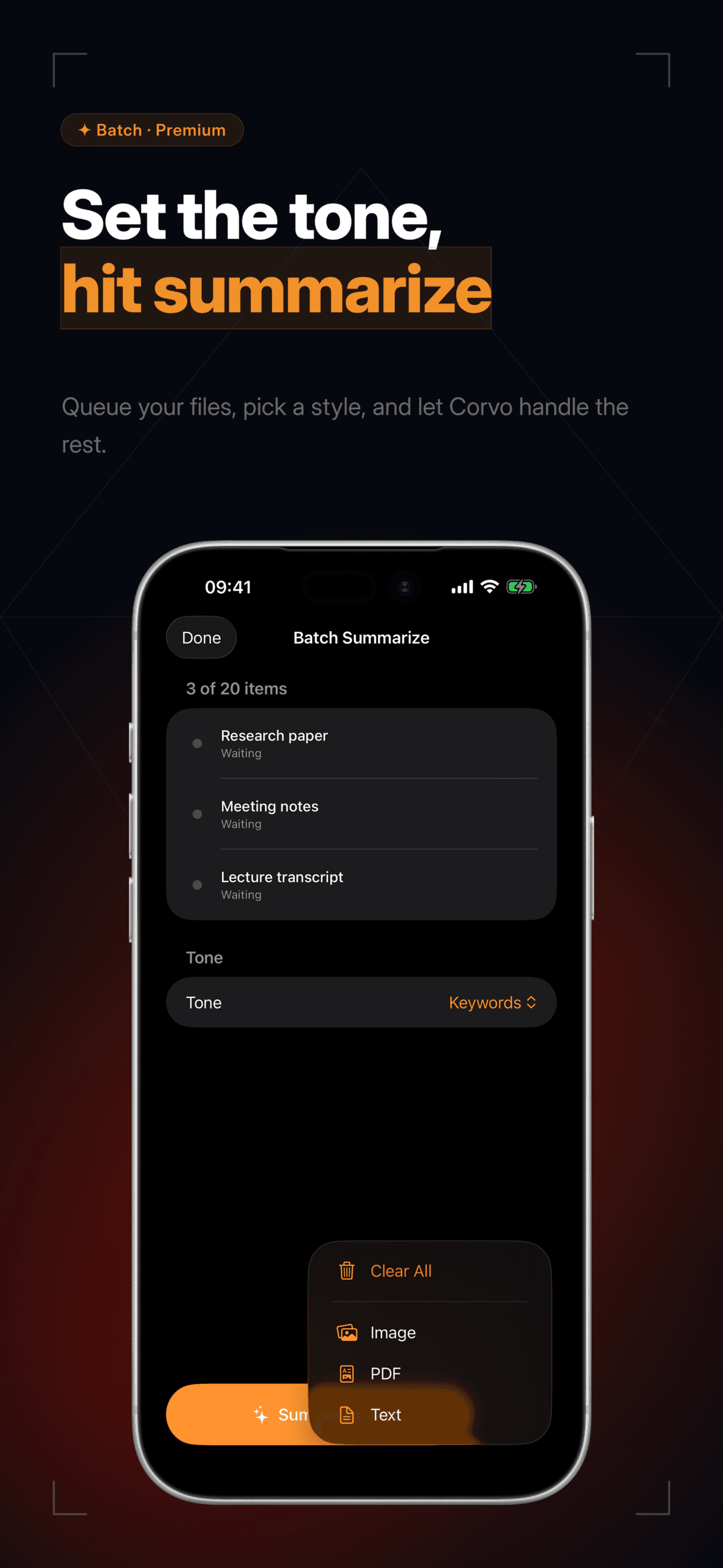 Corvo home screen on iPhone